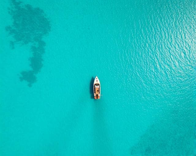 Turquoise ocean aerial view